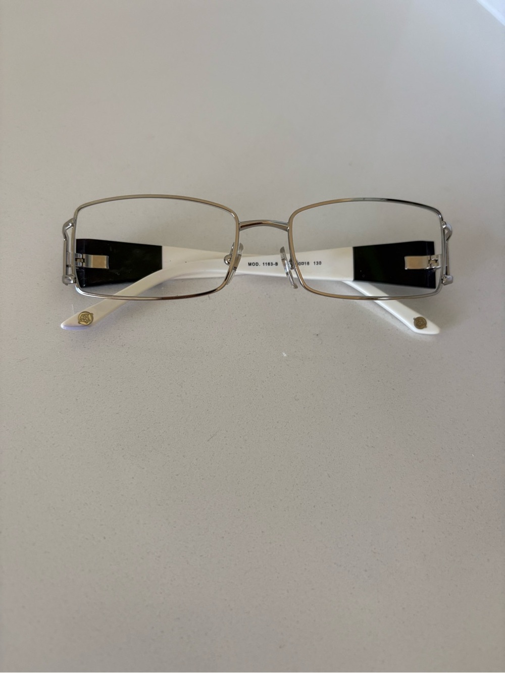Versace MOD 1163‑B Designer Eyeglasses – White/Black Gold Detail – 50‑16‑130 Y2K